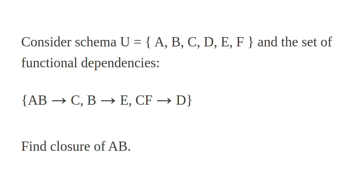 Find Closure Of AB In Relation ( A, B, C, D, E, F ) | WebTechParadise